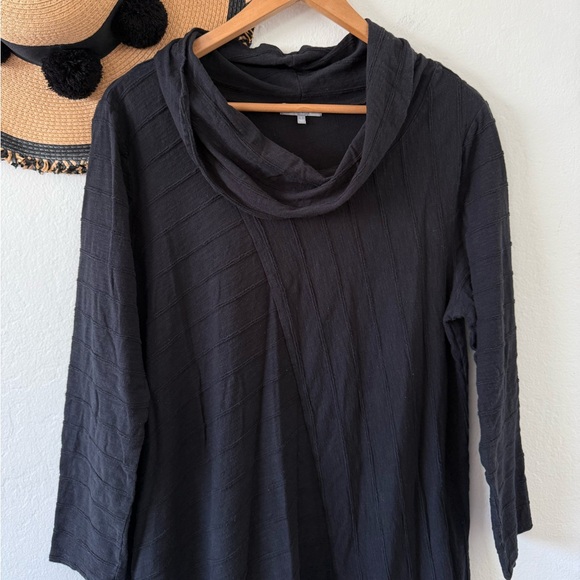 Habitat Boho Black Cotton Textured Cowl Neck Long Sleeve Tunic Dress Lagenlook - Picture 5 of 10